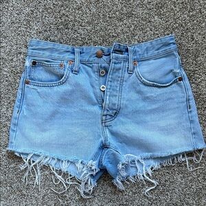 Madewell Women's Relaxed Denim Frayed Hem Shorts, Tag Size 24"